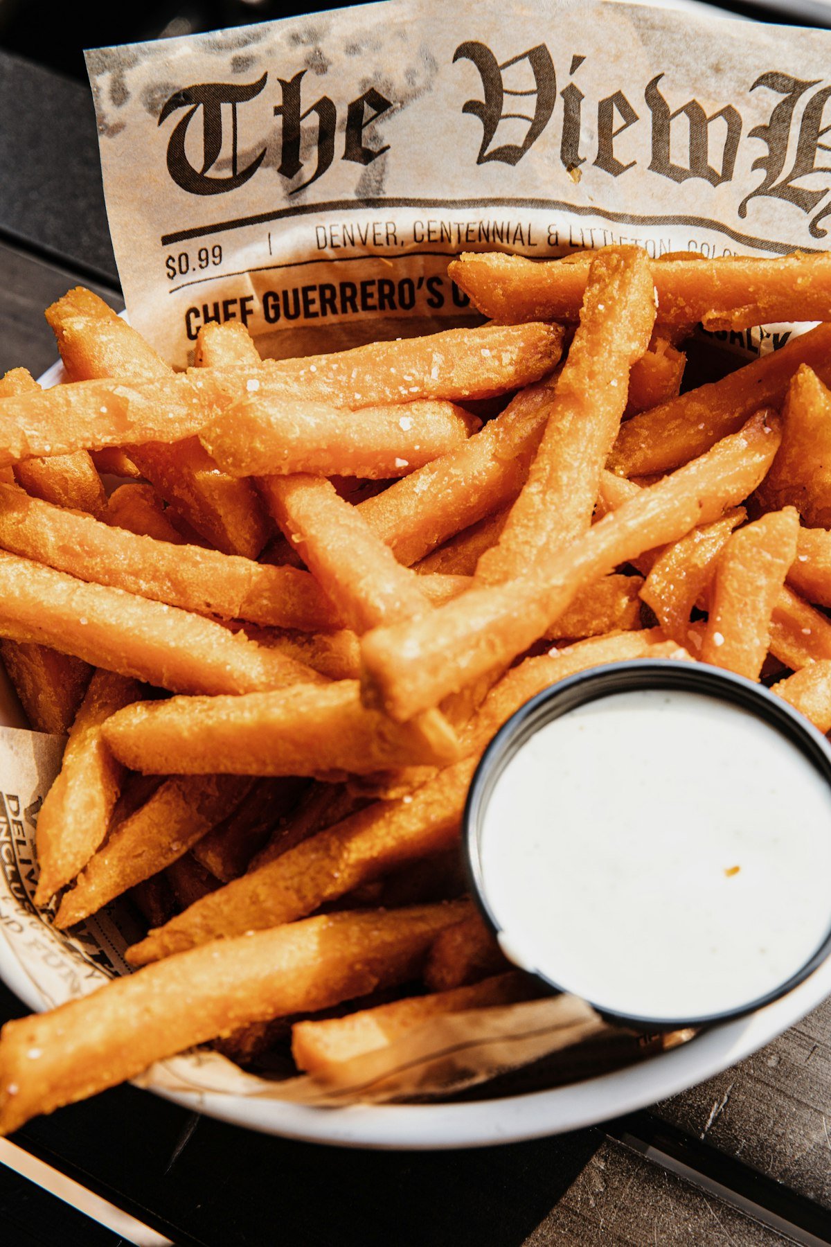 Cut sweet potato fries before cooking
